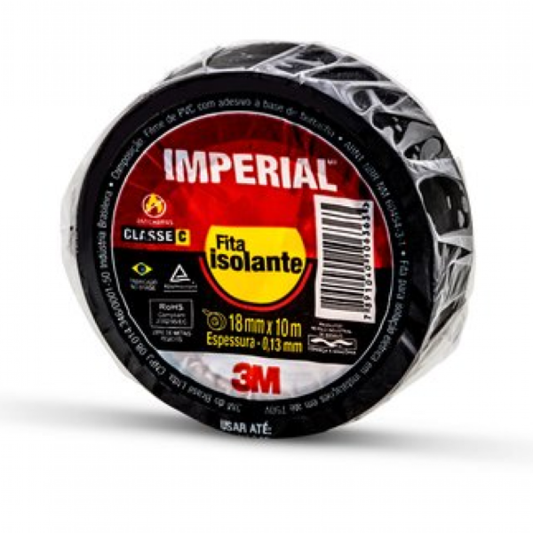 FITA ISOLANTE PRETA 18mm X 10 METROS - IMPERIAL