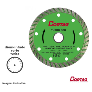 DISCO CORTE DIAMANTADO TURBO ECO 110mm FURO 20mm - Cortag